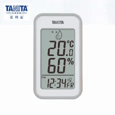 百利達（TANITA）高精度電子溫濕度計通用大屏數字顯示可顯示時間日期 TT-559白色/橙色